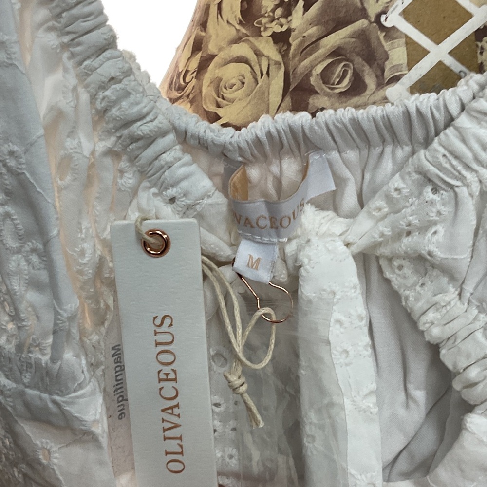 Olivaceous Cream Lace-Trim Peasant Top - Picture 2 of 3